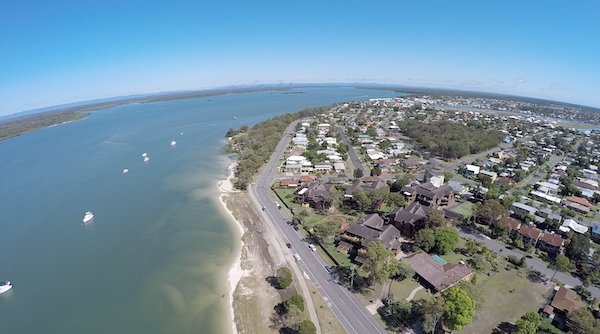 Aerial view of Bribie Island, Moreton Bay, Queensland