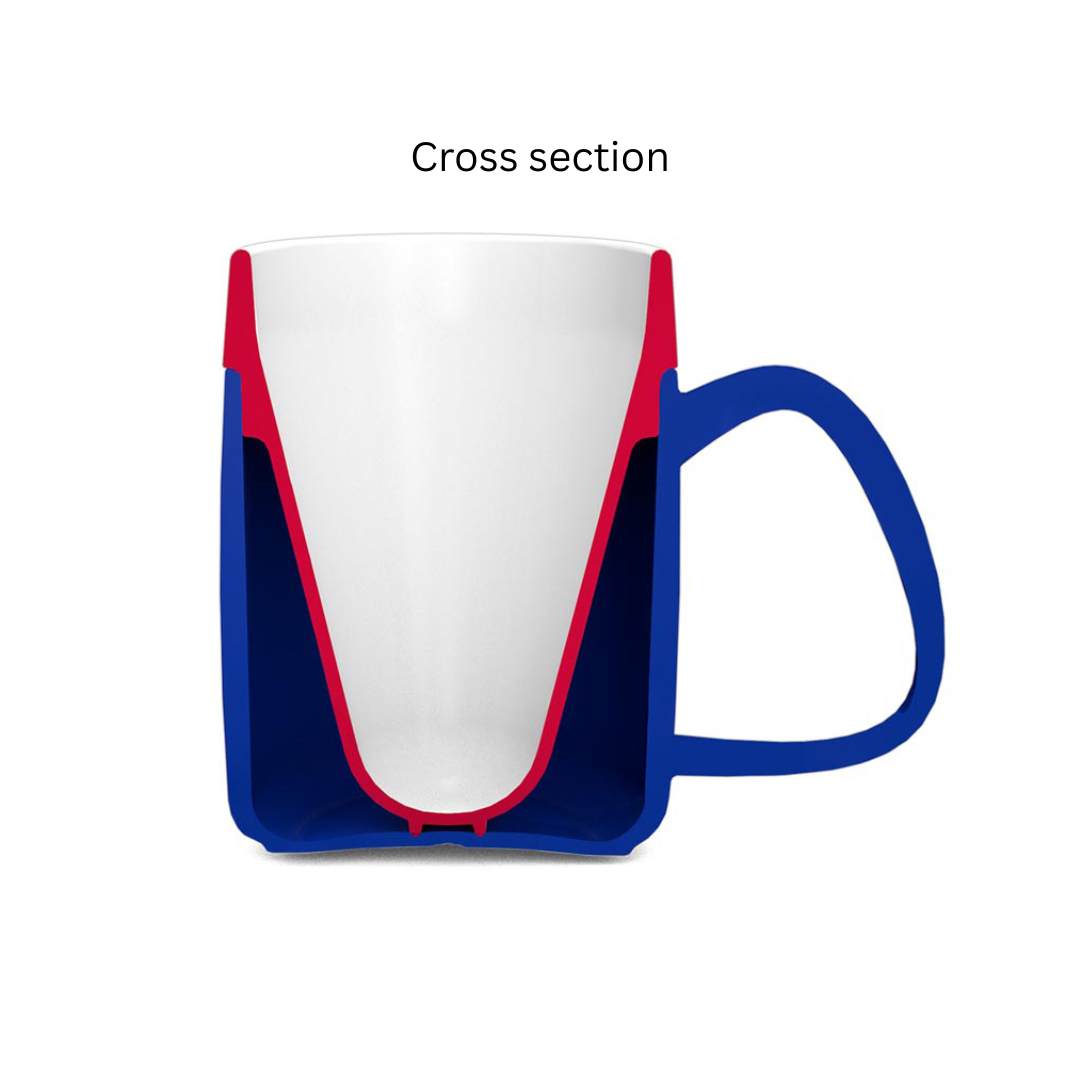 Easy hold mug with discreet internal cone cross section diagram