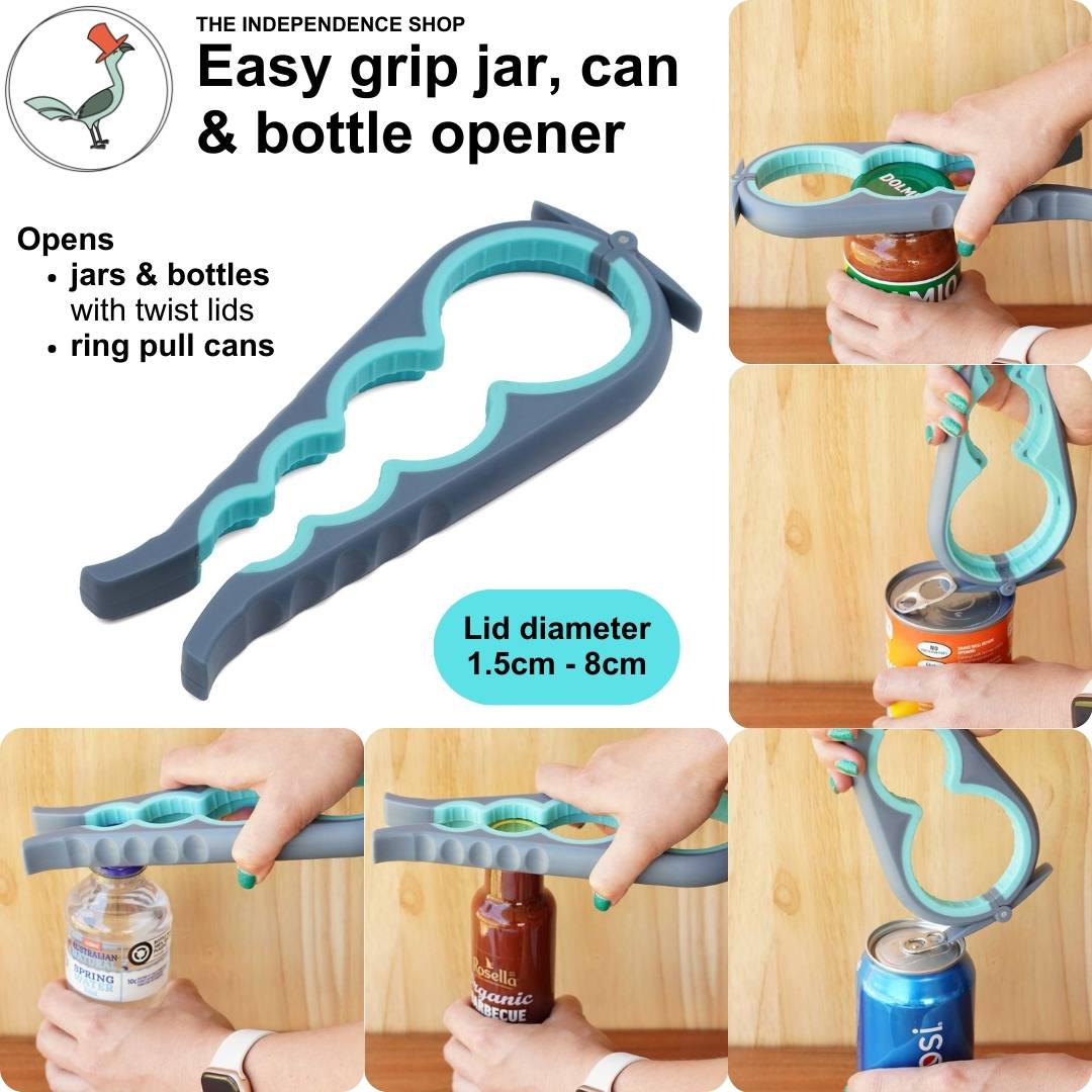 jar, can and bottle opener set with different use cases of the big opener