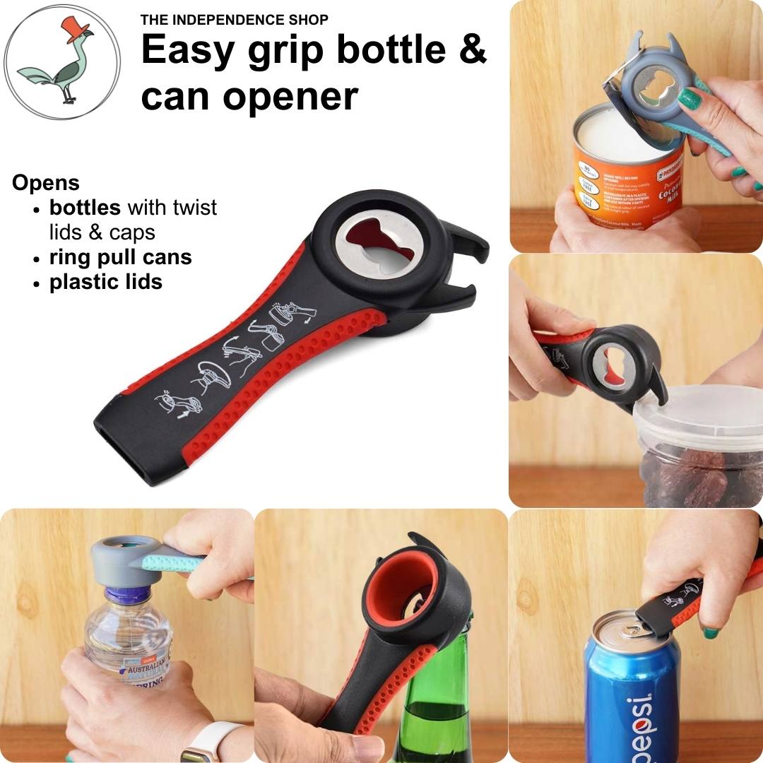 jar, can and bottle opener set with different use cases of the small opener