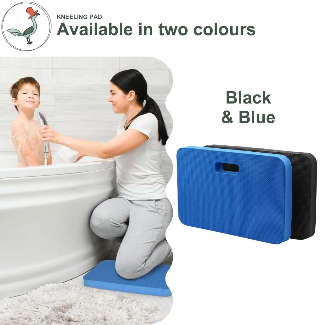 Colours of the extra thick keeling pad with a woman kneeling on it and washing a child