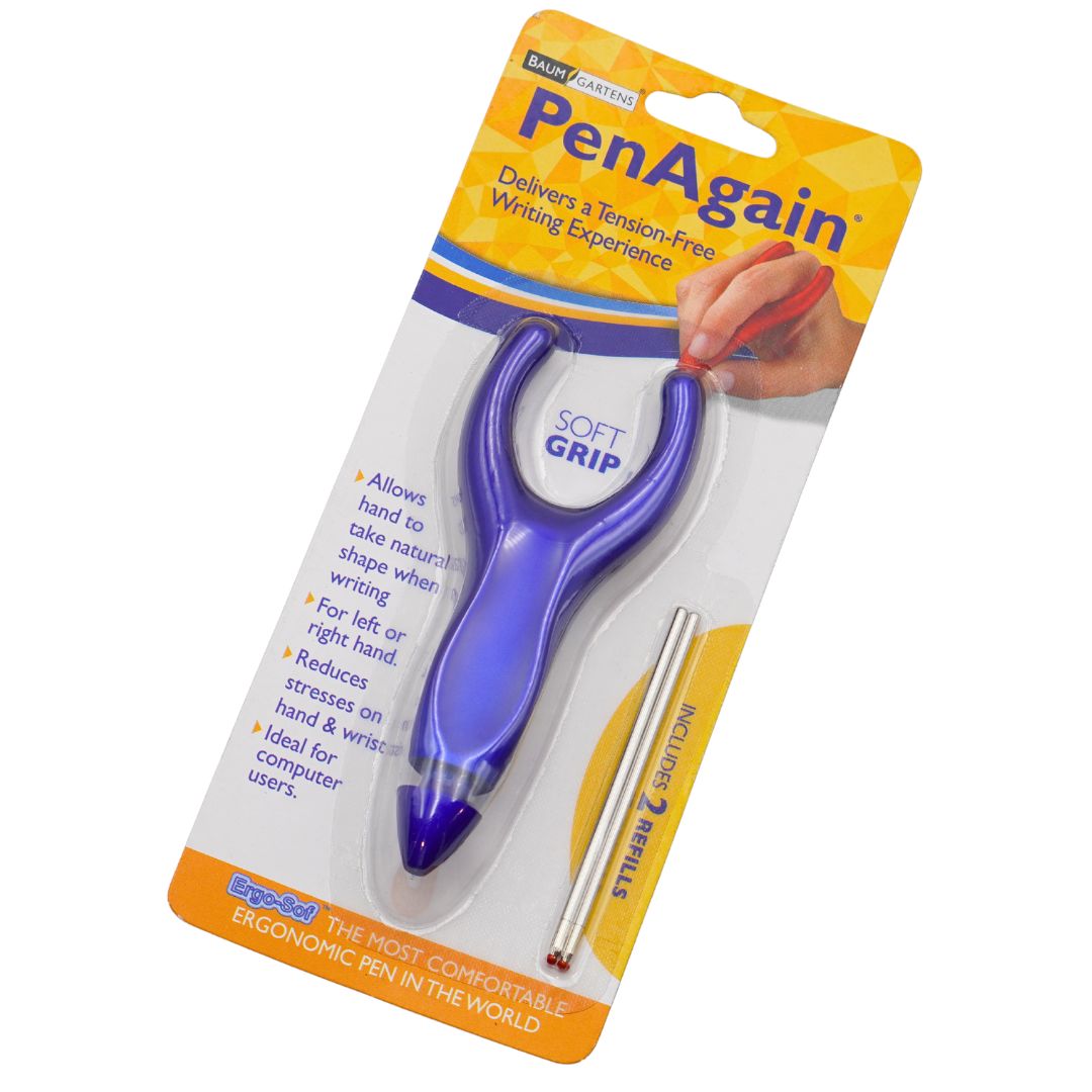 blue coloured pen for arthritic hands in packet