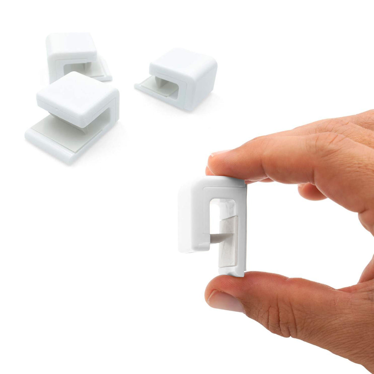 set of 3 bathroom hooks and one hook in hand