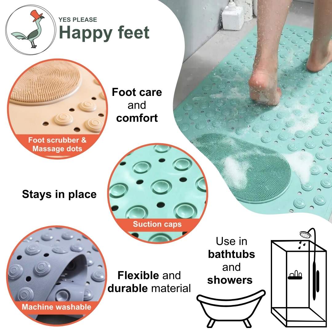detailed view of the non-slip bath mat and shower mat