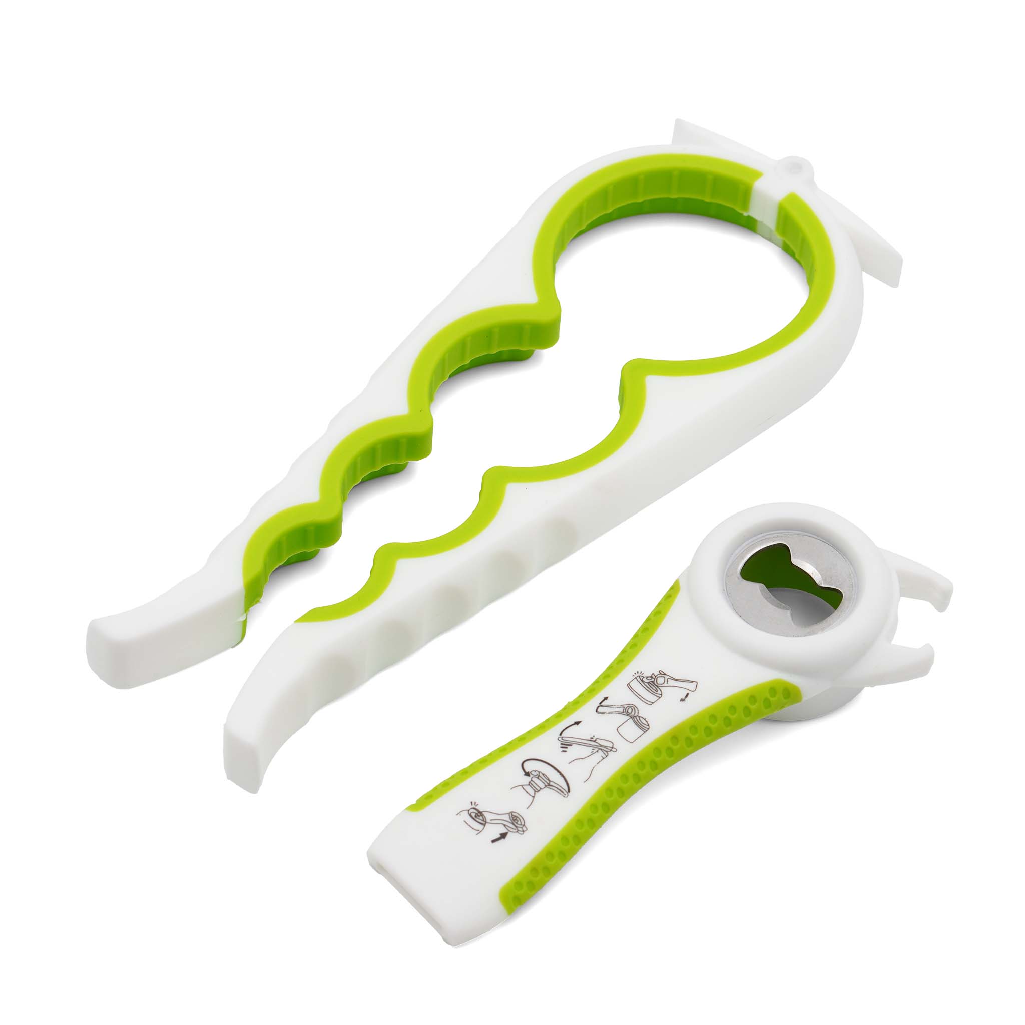 green bottle, jar and can opener