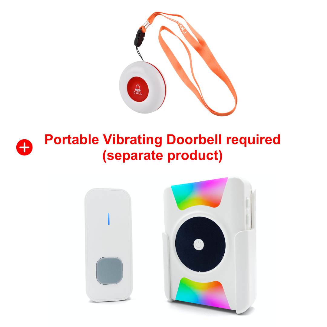 Caregiver call button with portable vibrating doorbell