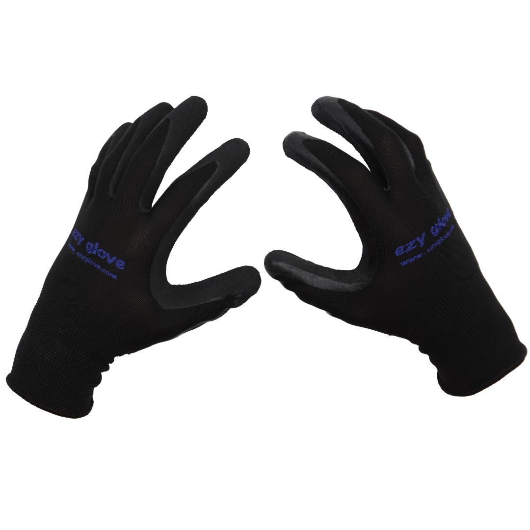 Ezy compression stocking gloves in black small showing the top of the gloves.