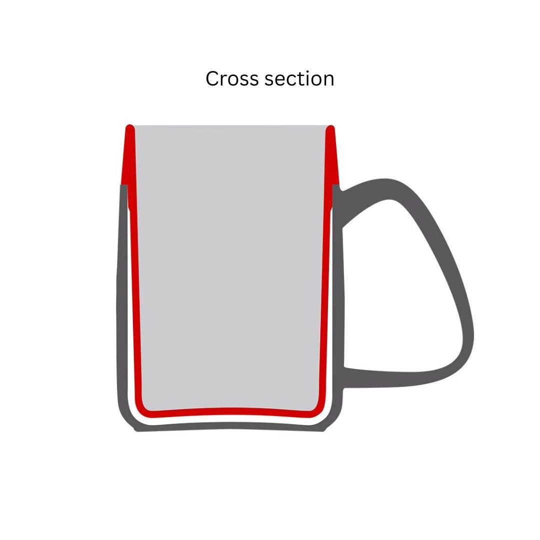 plastic mug beaker with optional lid cross section diagram