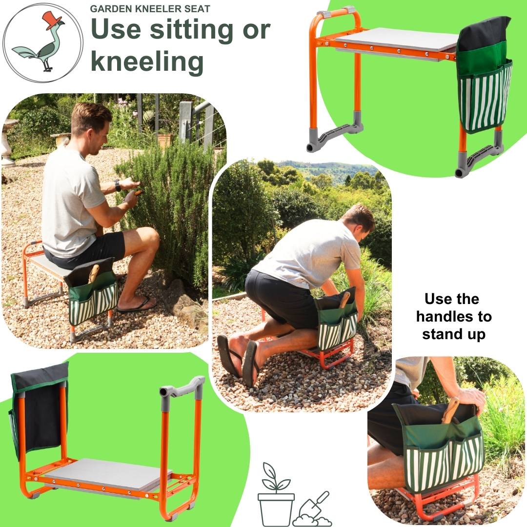 picture showing different use options of the garden seat and kneeler