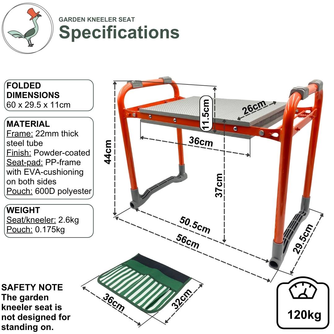 specifications of the garden seat and kneeler