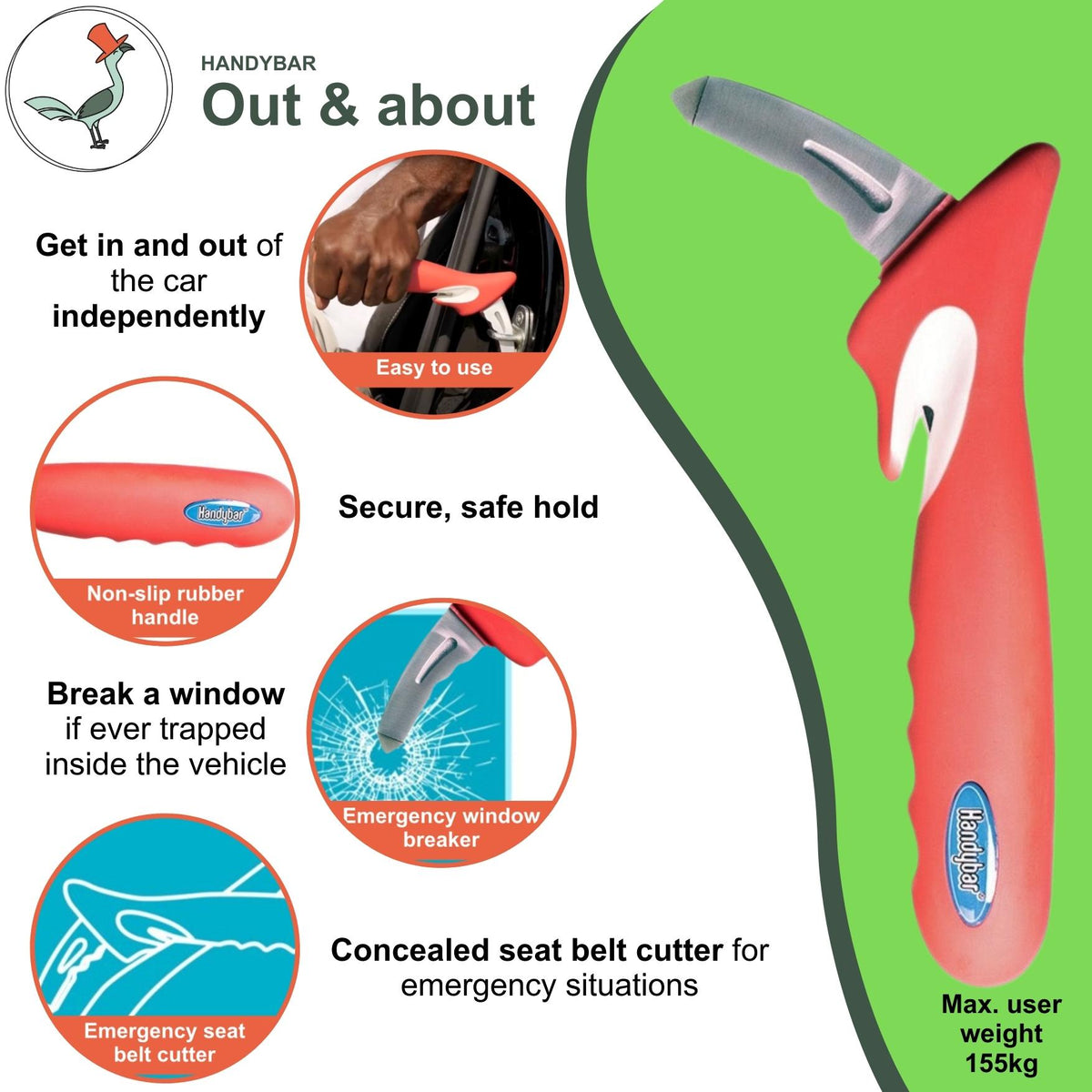 detailed view of the handybar - car transfer handle