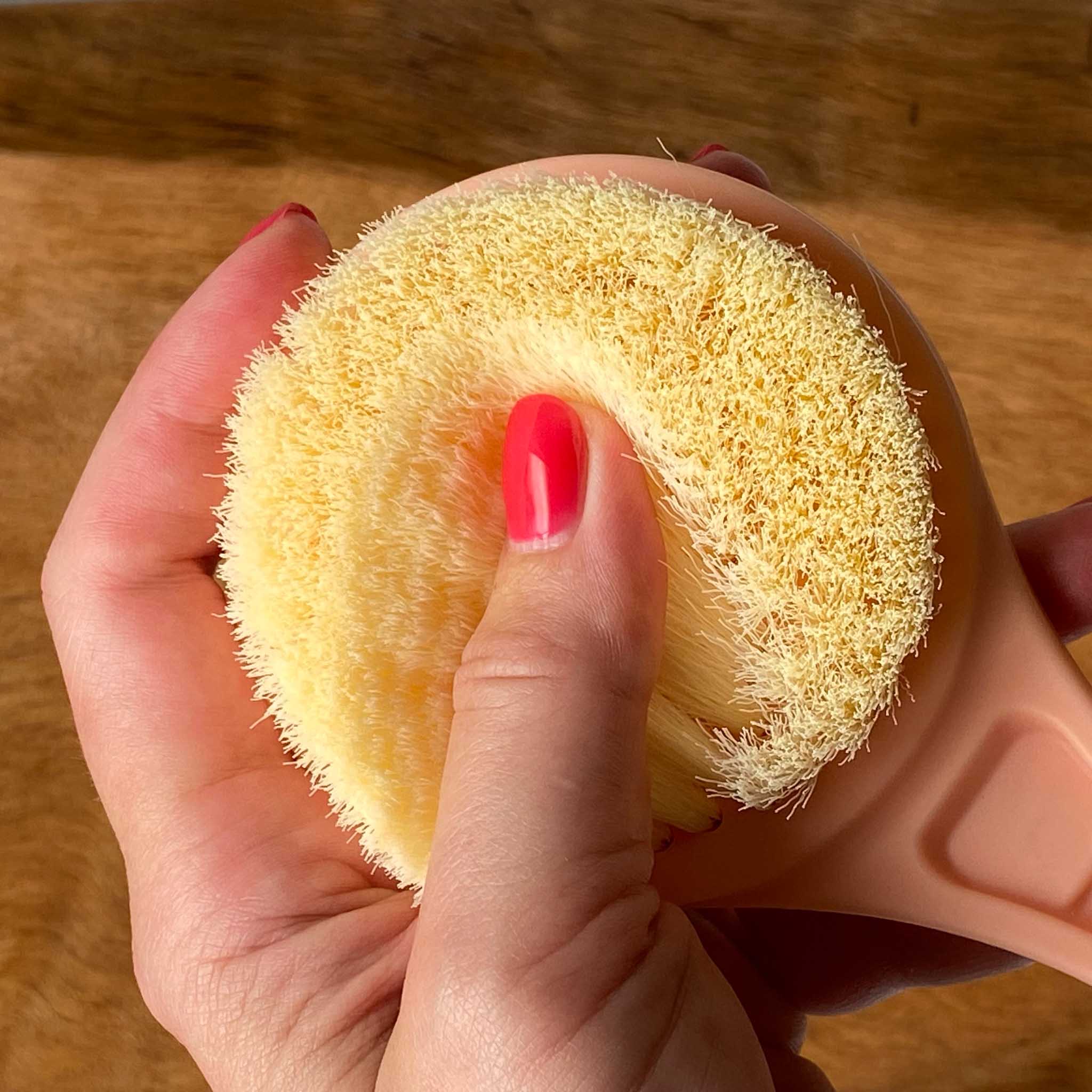 hand bending long handled scrubber bristles