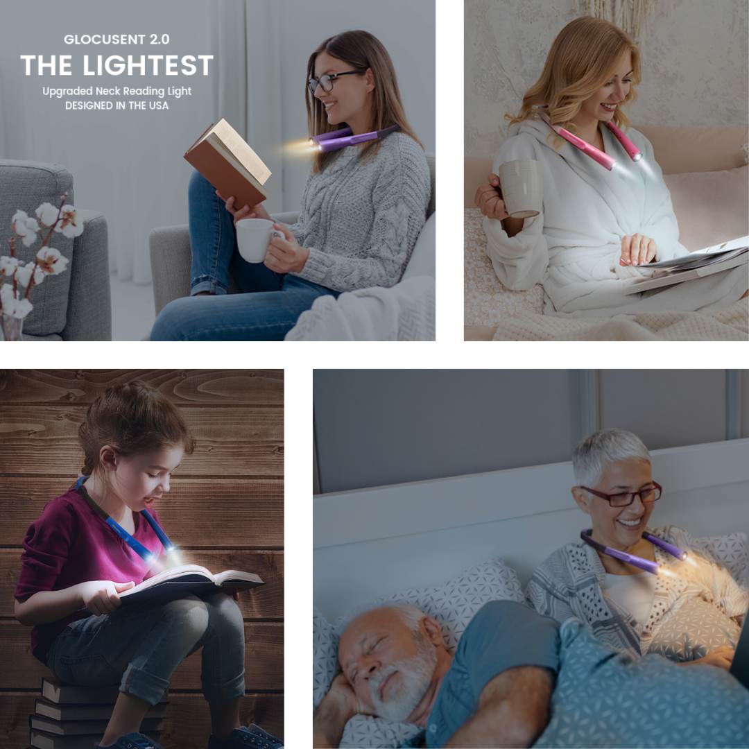 people reading using the neck light
