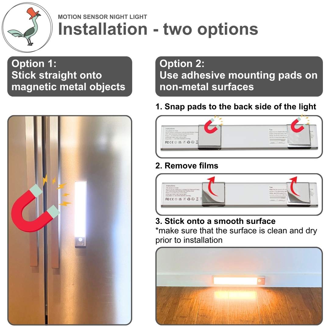 motion sensor night light installation instructions
