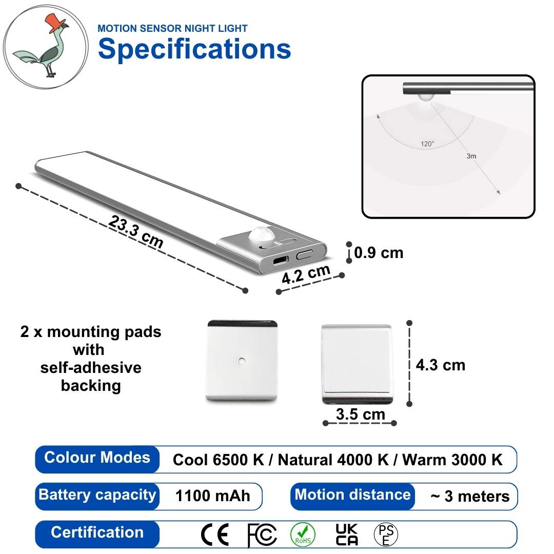 Motion sensor nicht light specifications