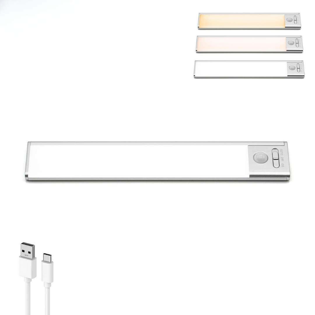 black and silver slim sensor night lights