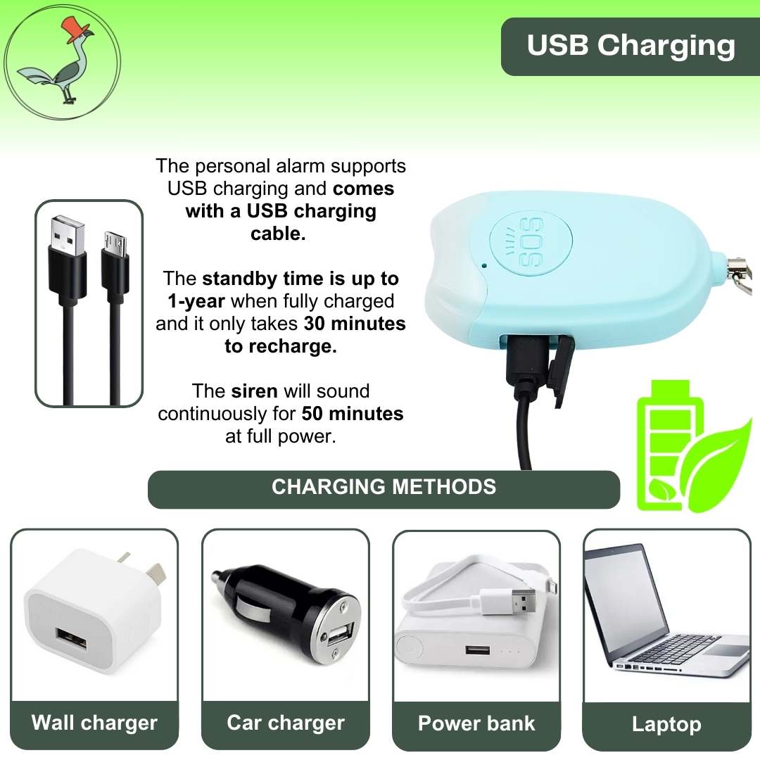 personal mini alarm - usb charging