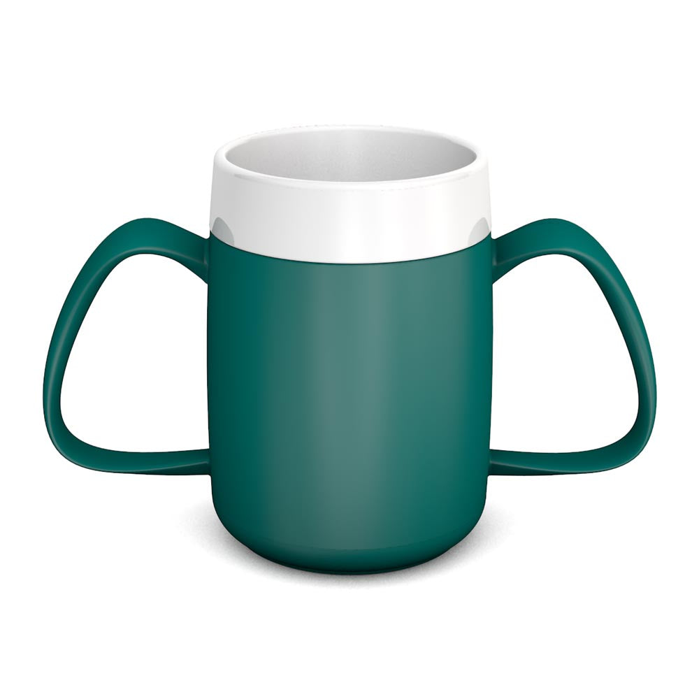 two-handled mug beaker with internal cone teal