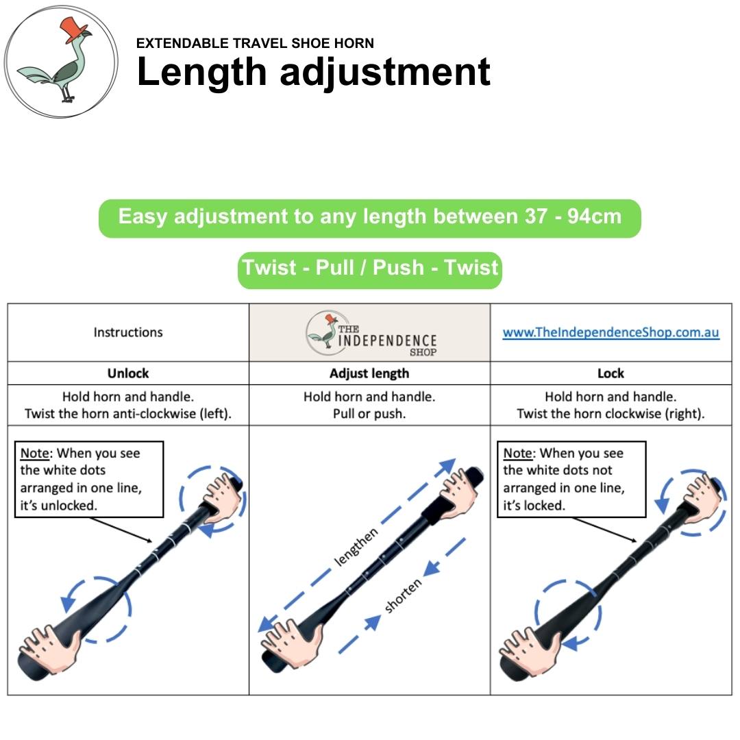 extendable shoe horn how to adjust the length