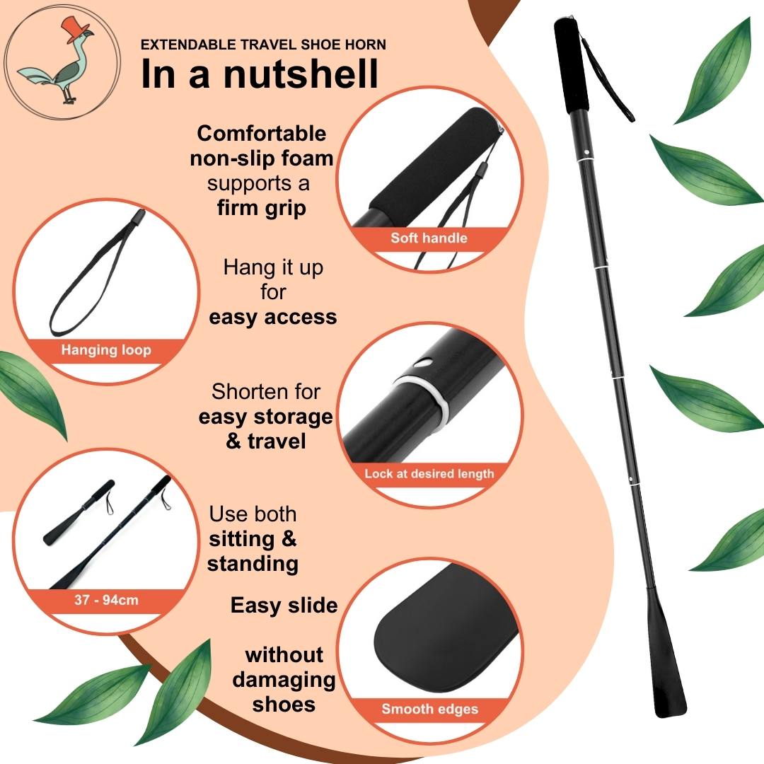 extendable shoe horn with parts detailed