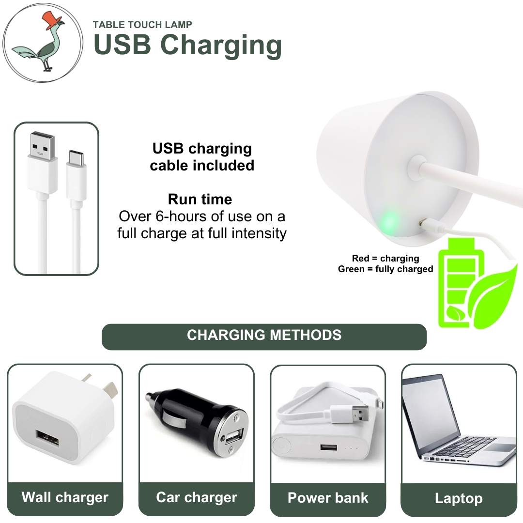 USB charging methods of the touch lamp