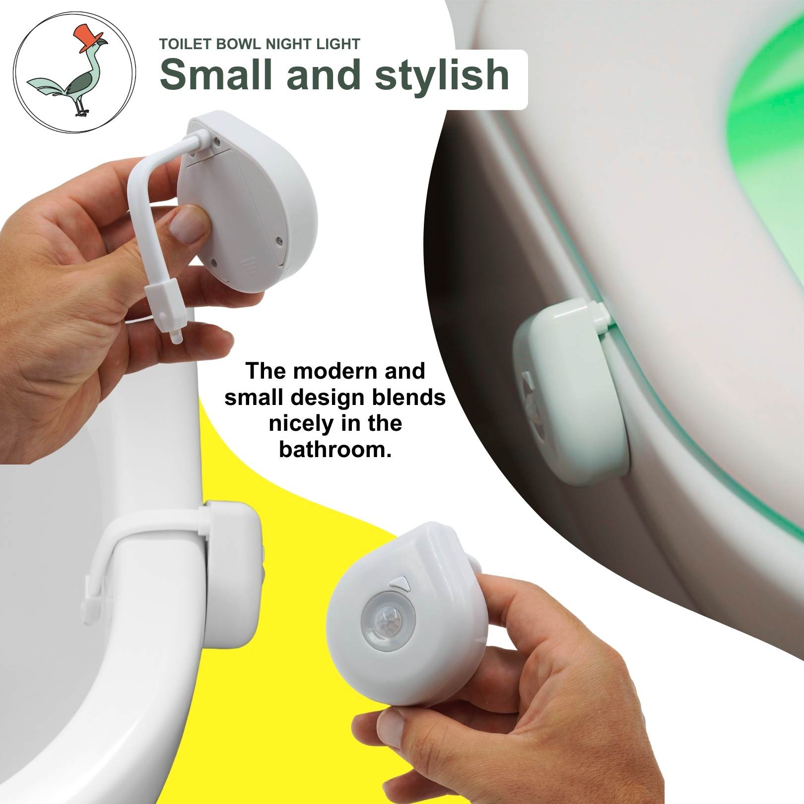 picture shows the small and stylish design of toilet bowl light
