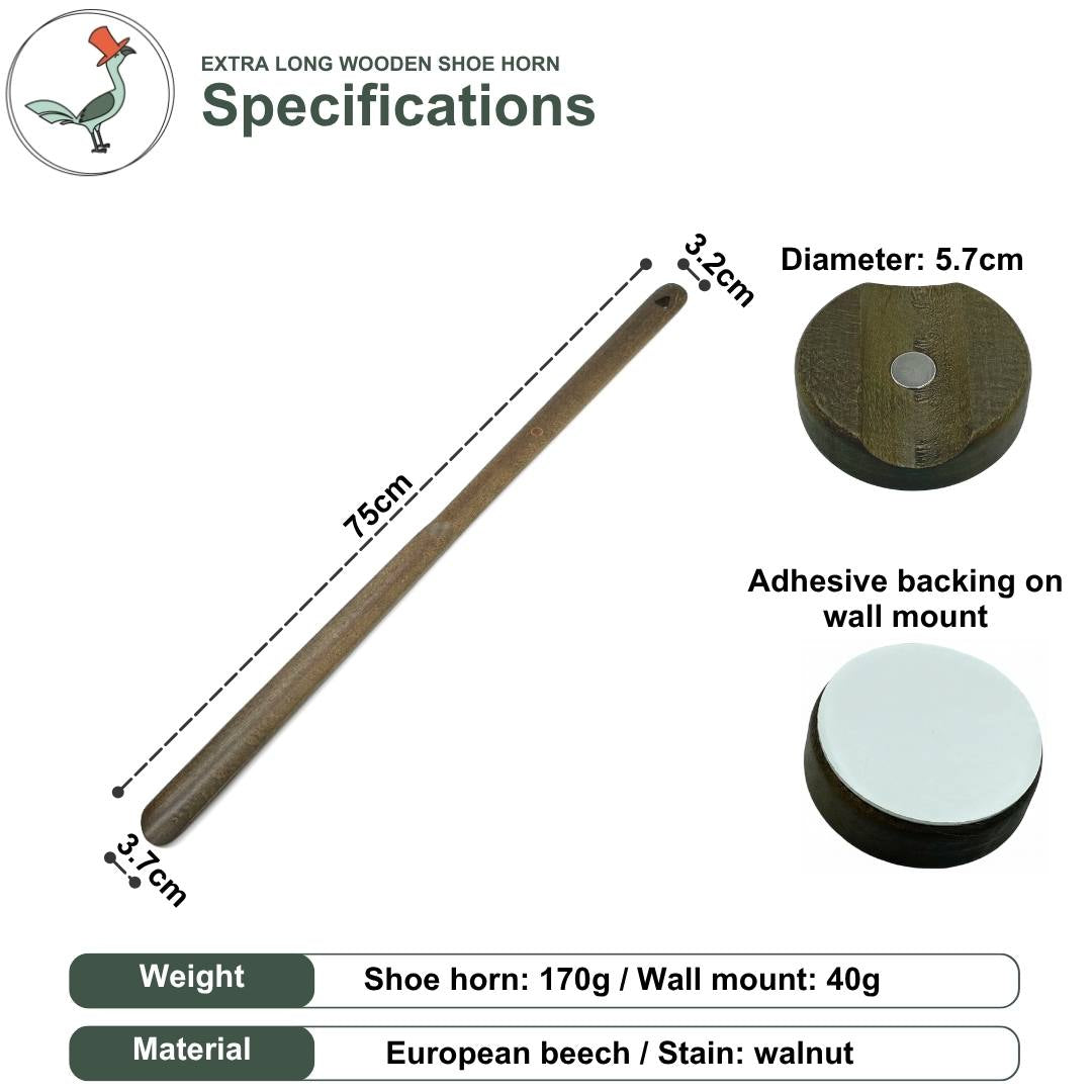 extra long wooden shoe horn specifications