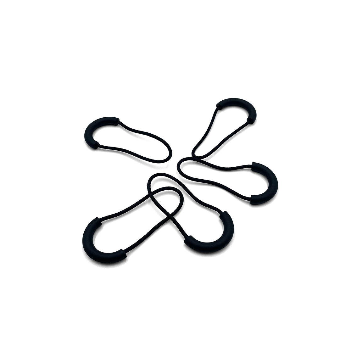 five black zipper pulls