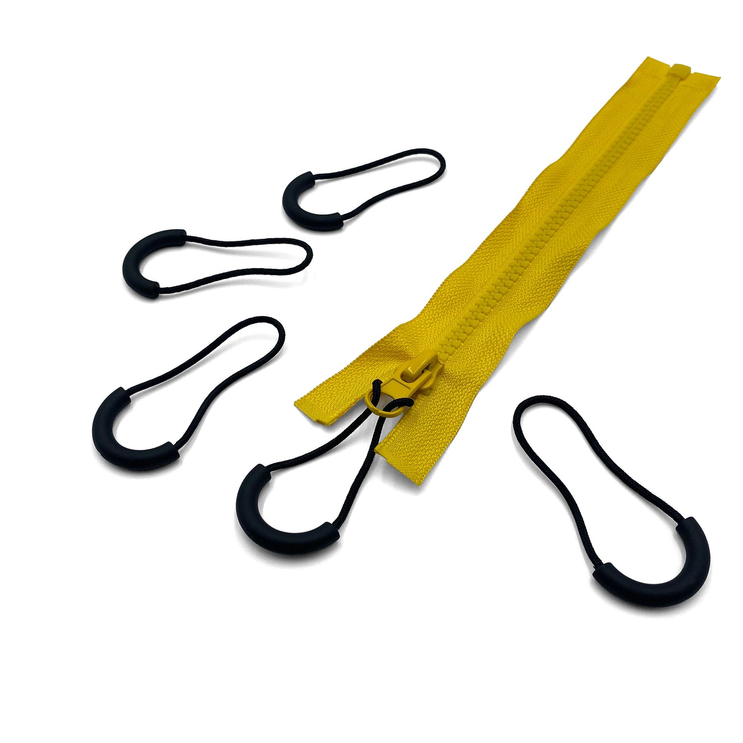 yellow zip with zipper pull attached
