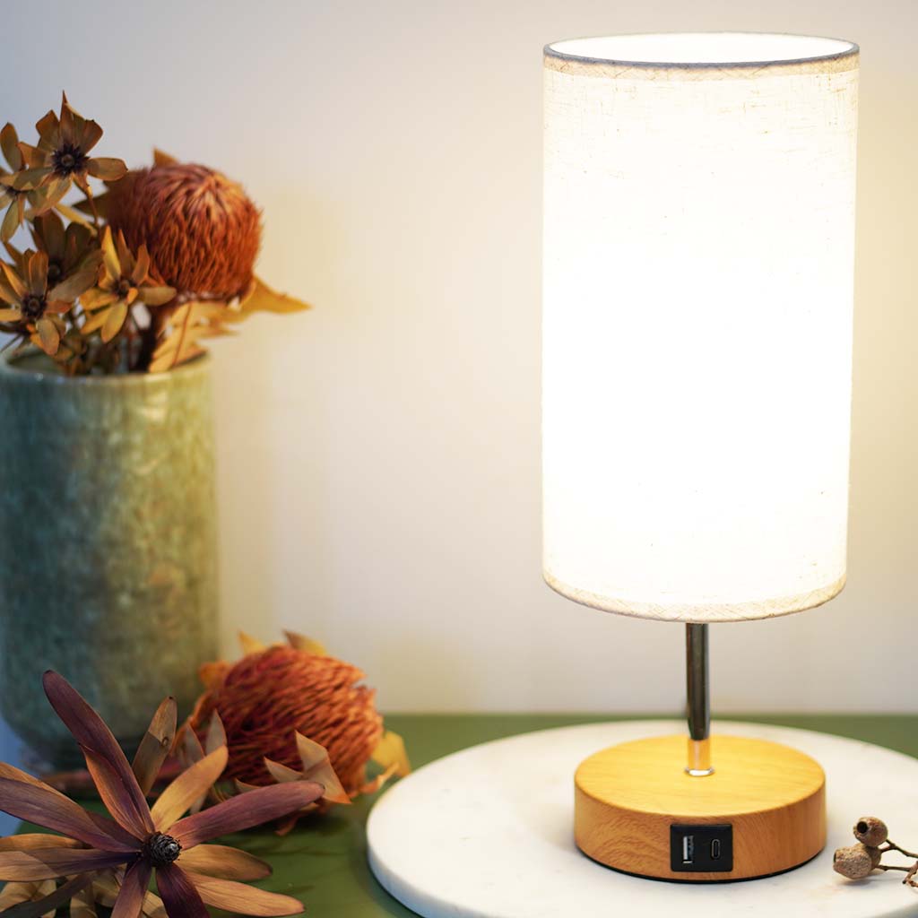 touch lamp on bedside table