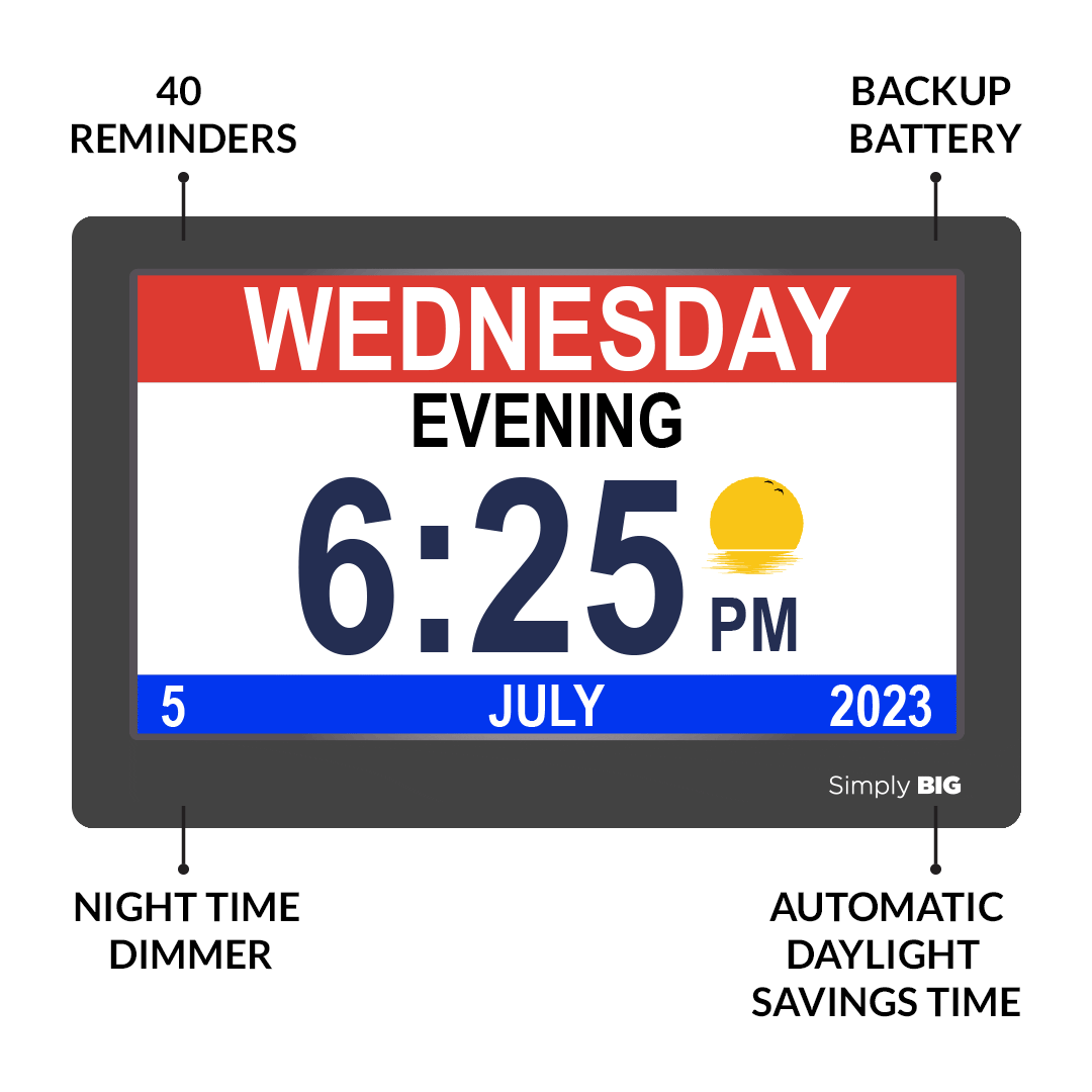 dementia clock animated showing different displays