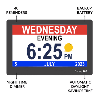 dementia clock animated showing different displays