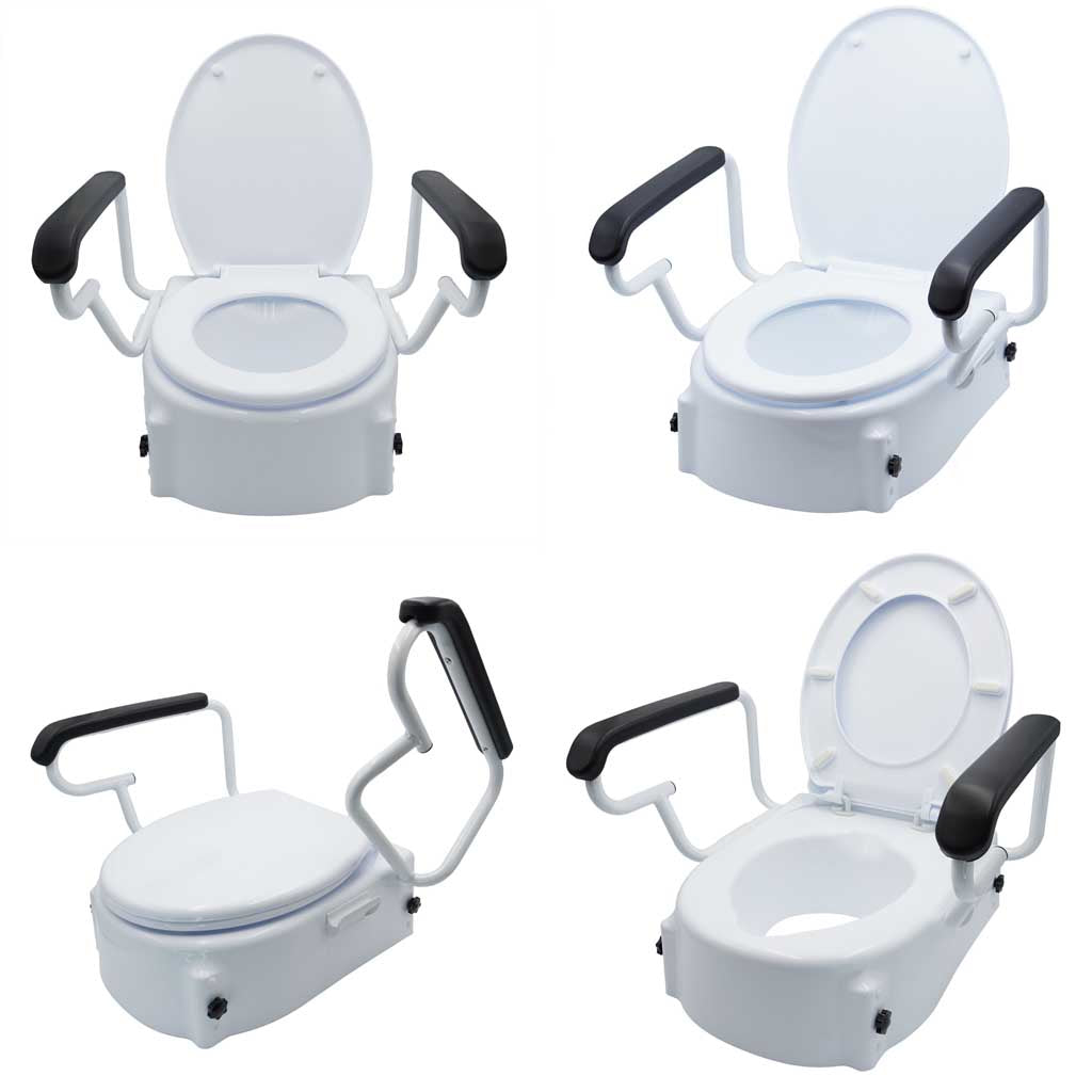 4 pictures of the BetterLiving adjustable toilet seat raiser