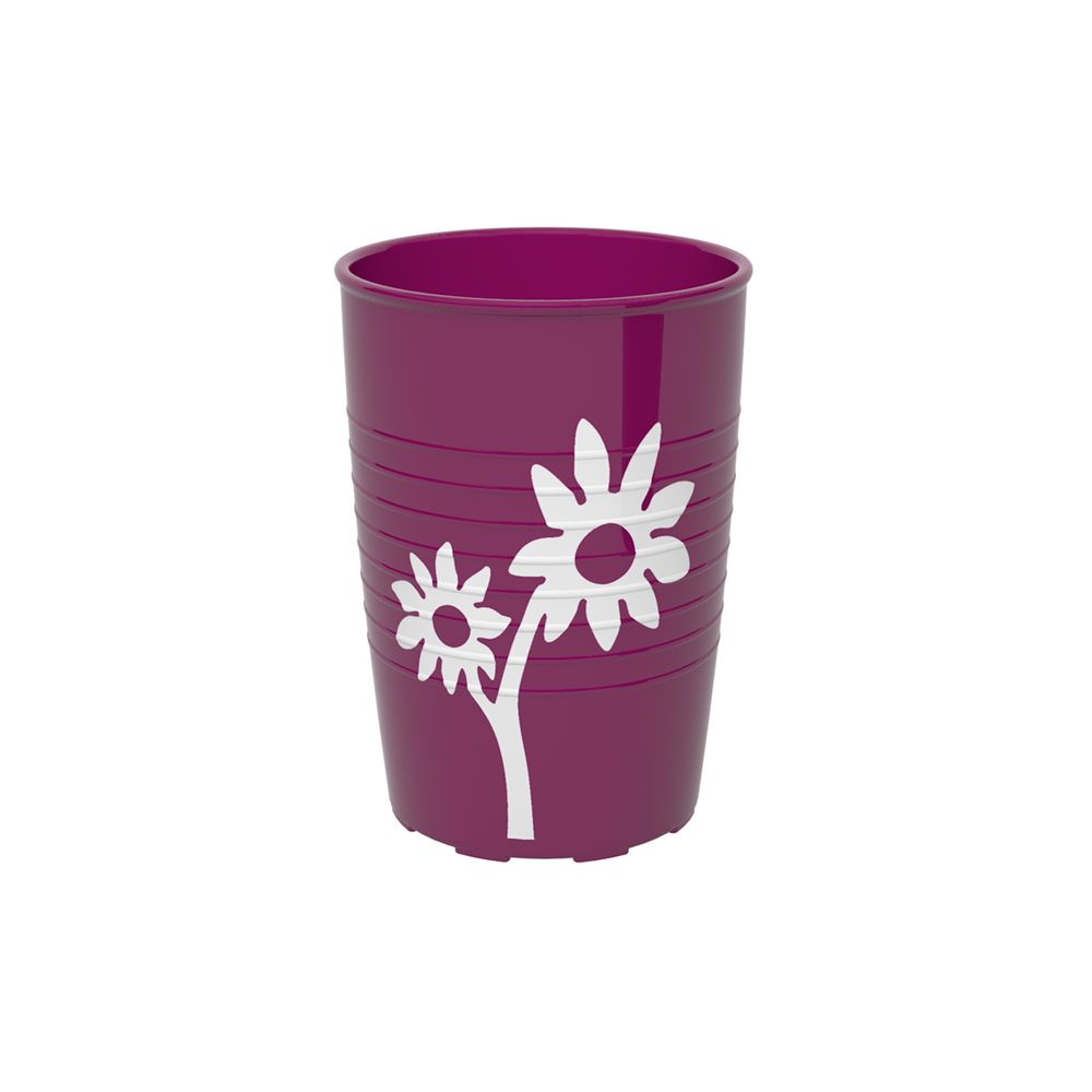 Ornamin plastic cup with grip rings in blackberry