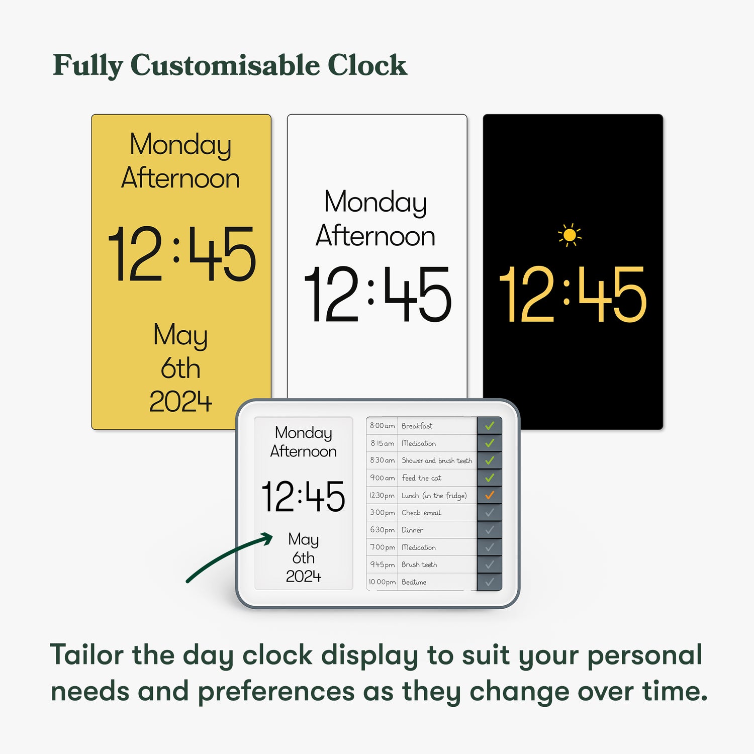 Day Hub dementia daily task reminder clock customisable displays