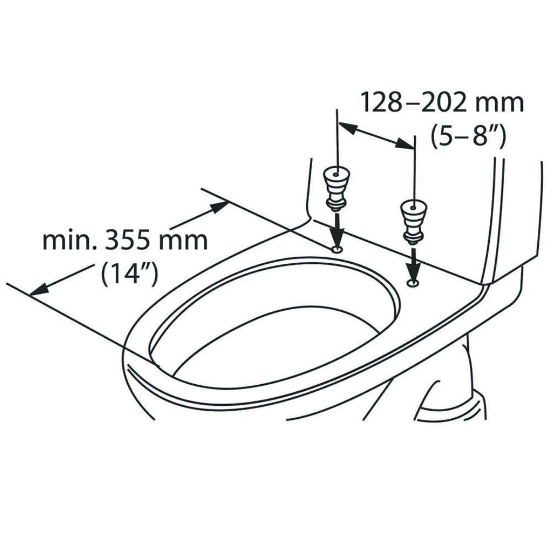 Toilet bowl specifications for mounting the toilet seat raiser