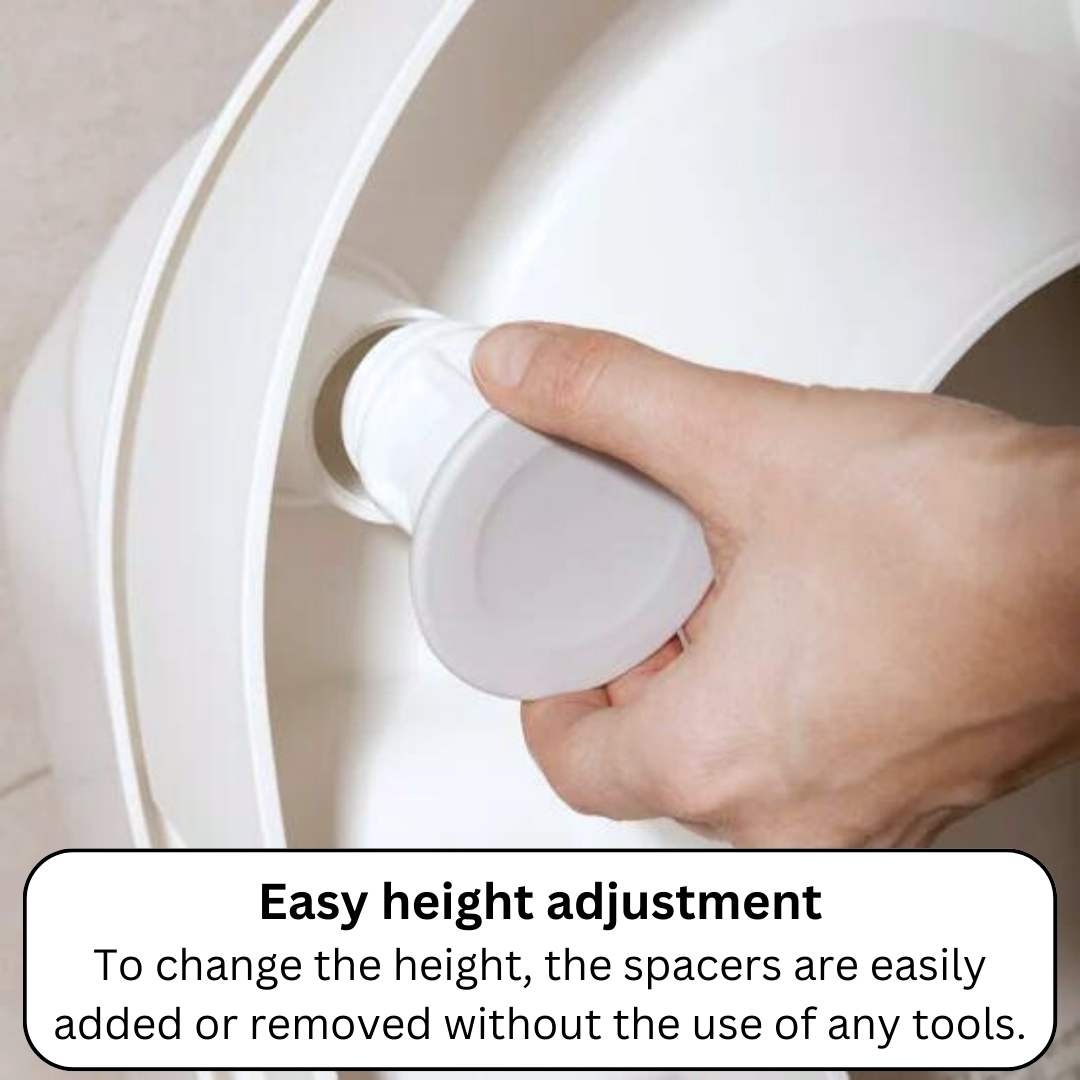 Etac Cloo adjustable height toilet seat raiser explanation of height adjustment