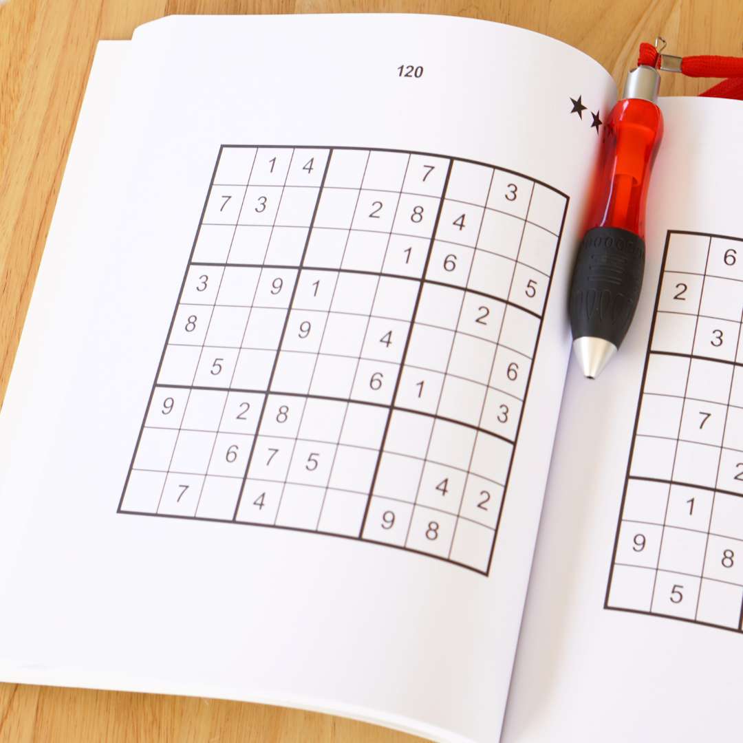 Large print Sudoku book showing one puzzle