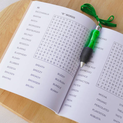 large print wordsearch opened with an extra thick pen