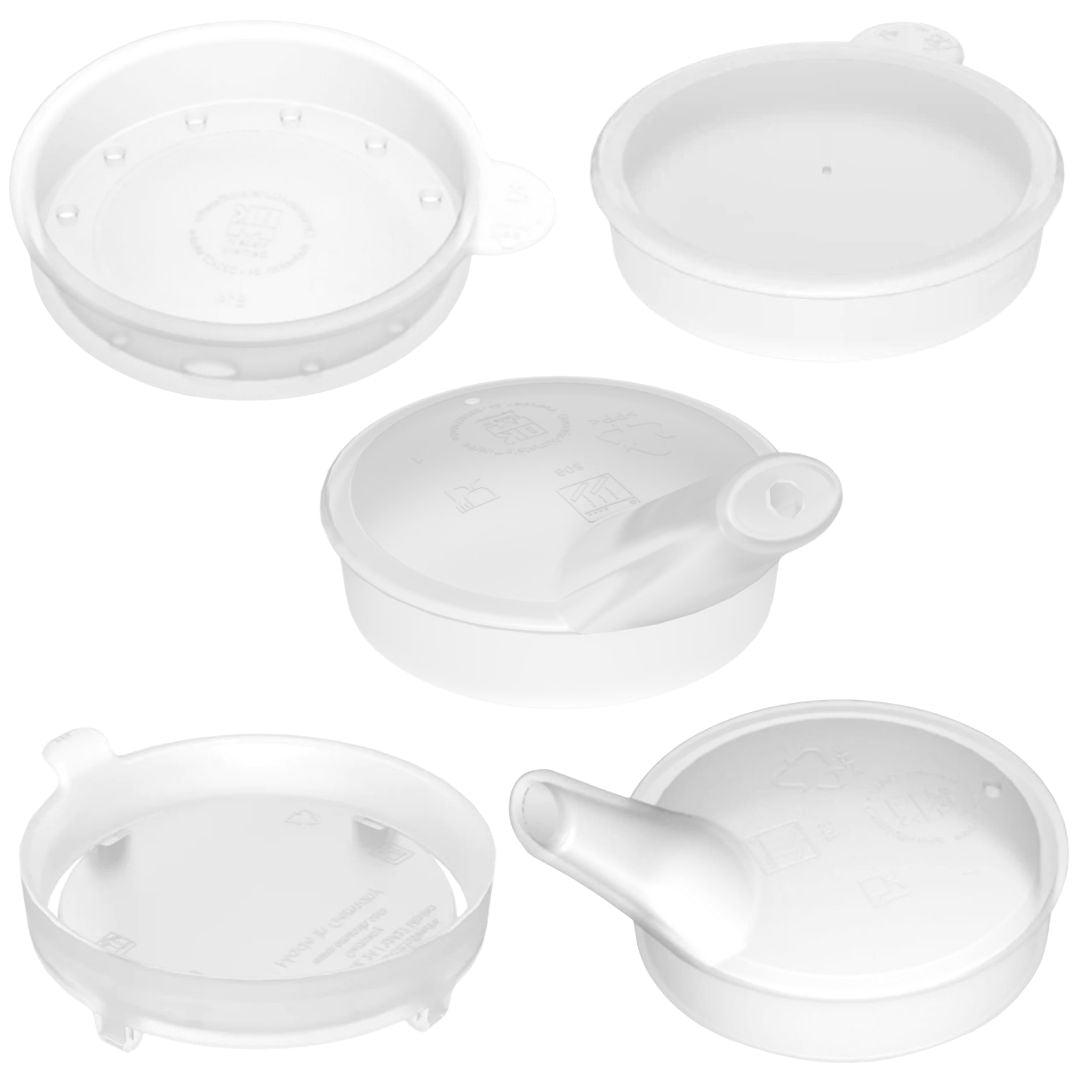 four different types of drinking lids for Ornamin mugs and cups