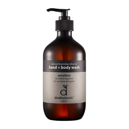 Natural sensitive hand and body wash bottle