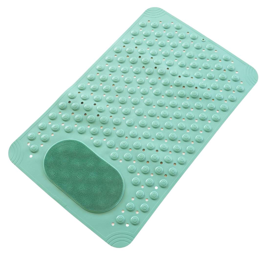 green bath and shower mat