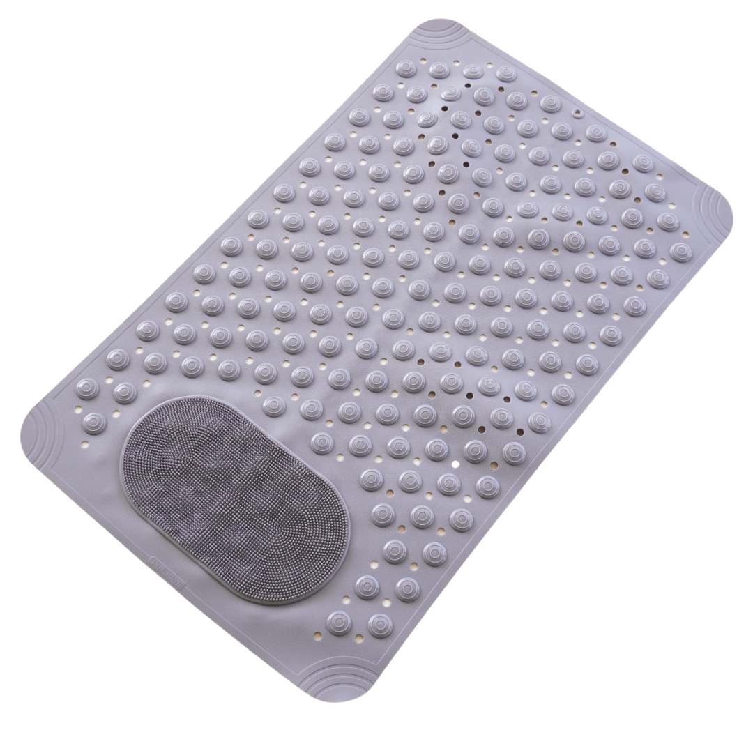 grey bath and shower mat