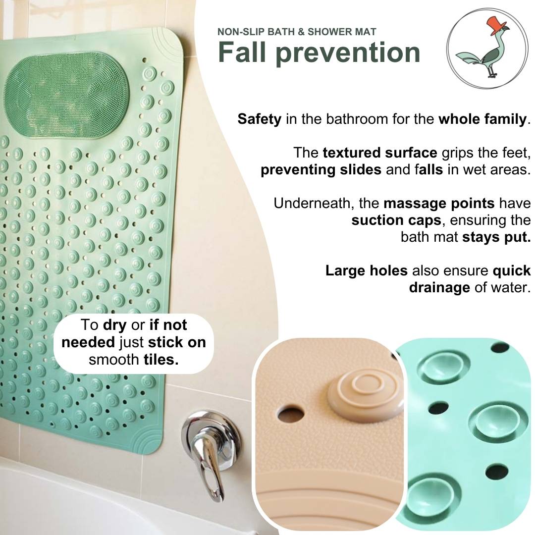 non-slip bath mat and shower mat fall prevention