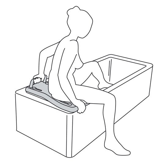 Bathtub bench functional diagram leg over to get into bath tub