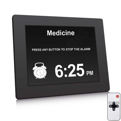 dementia clock showing the display when an alarm goes off