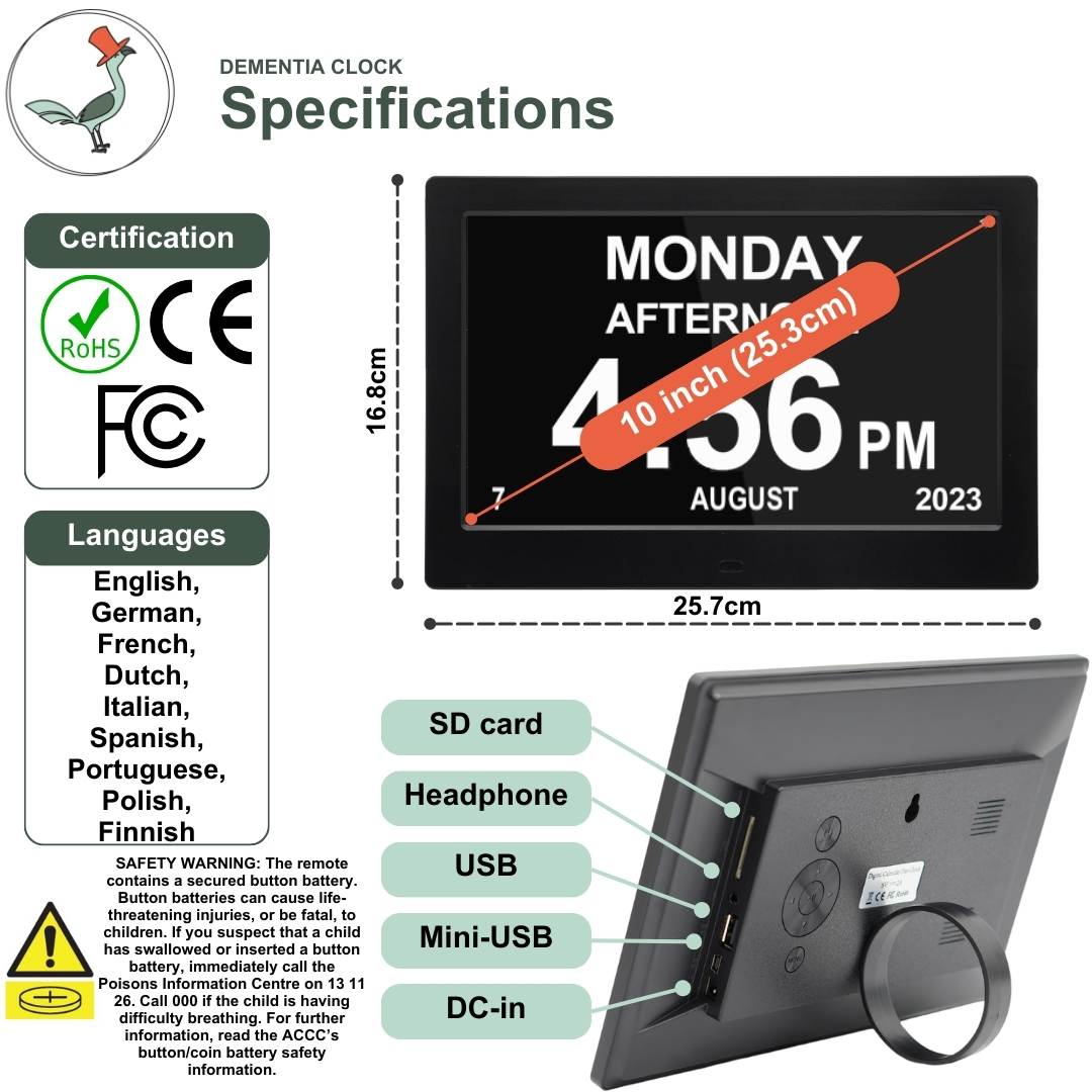 specifications of the dementia clock