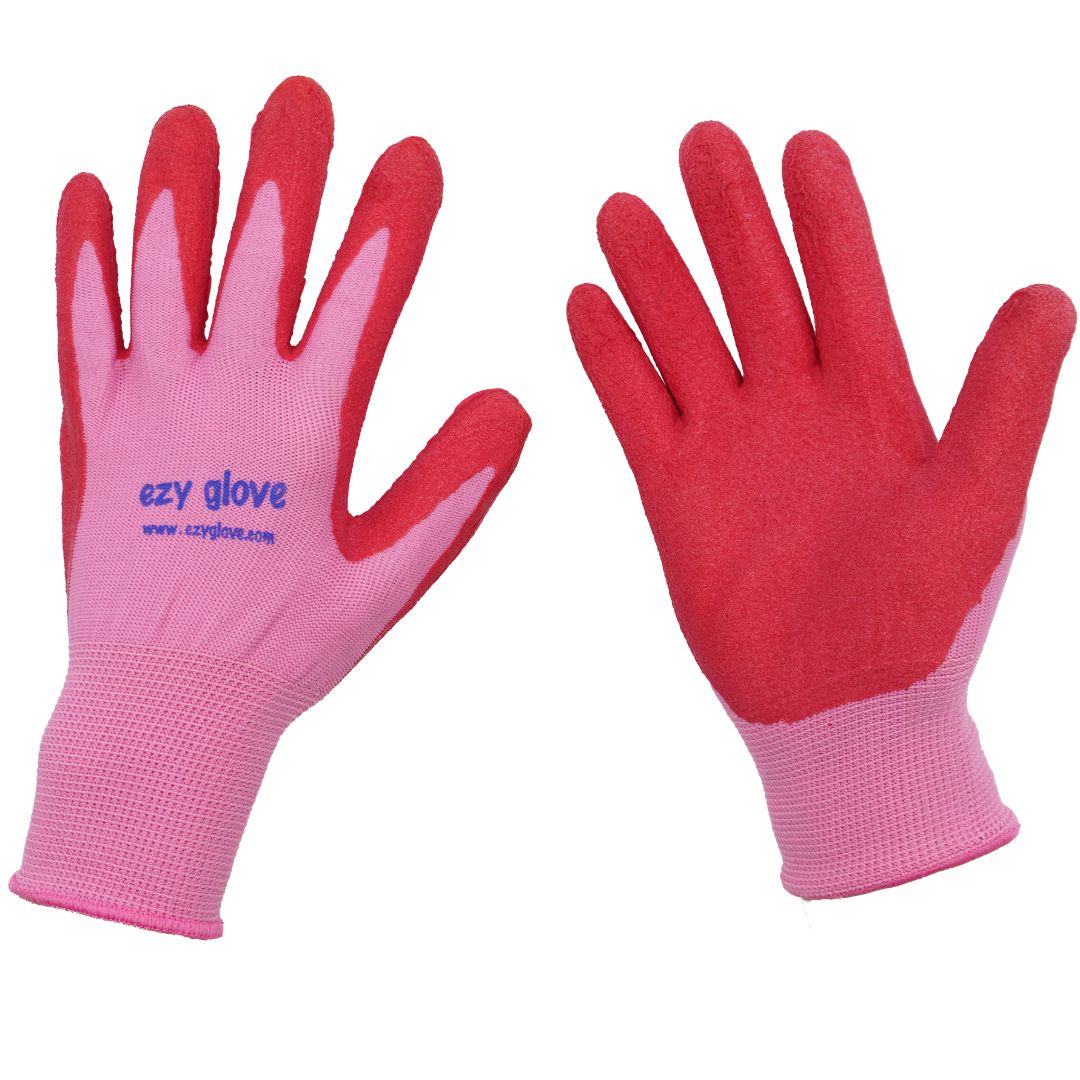 Ezy compression stocking gloves in size small showing the top and palm of the gloves.