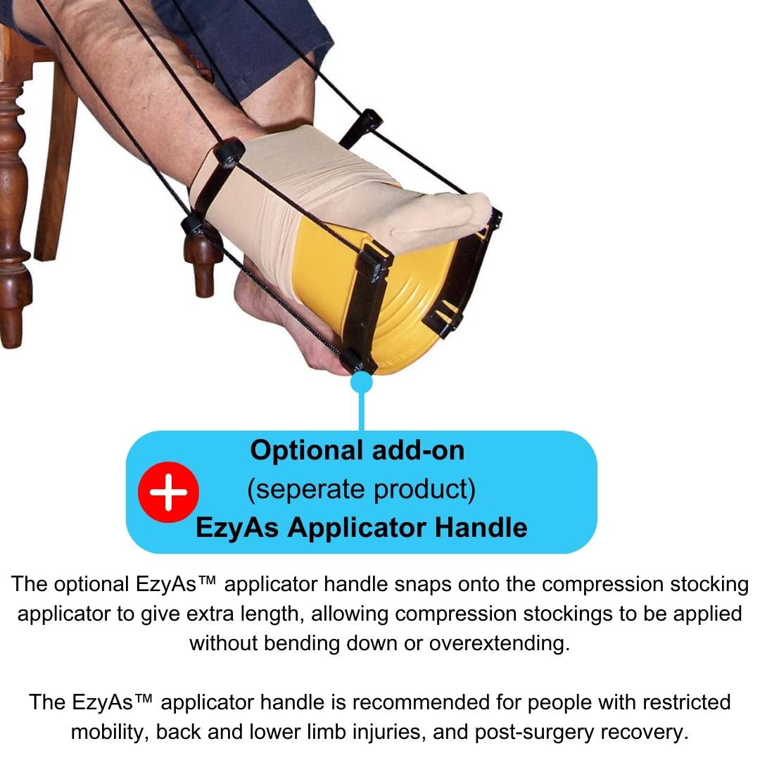 optional EzyAs applicator handle attached to an applicator size m