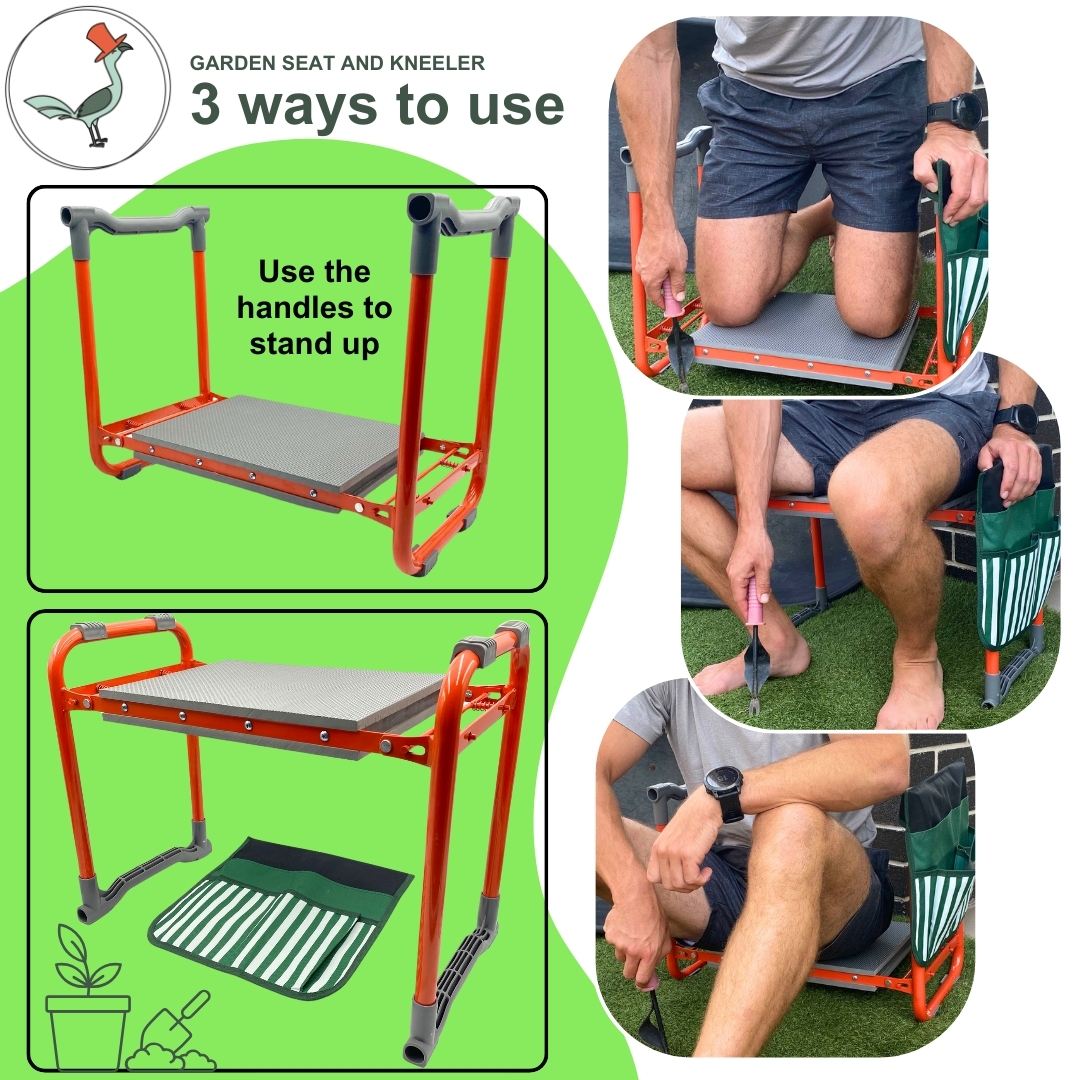 picture showing different use options of the garden seat and kneeler